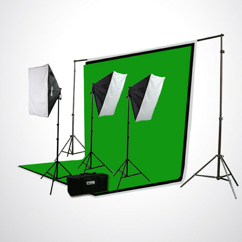2400W VIDEO PHOTOGRAPHY STUDIO SOFTBOX CHROMAKEY BACKGROUND STAND  LIGHTING KIT