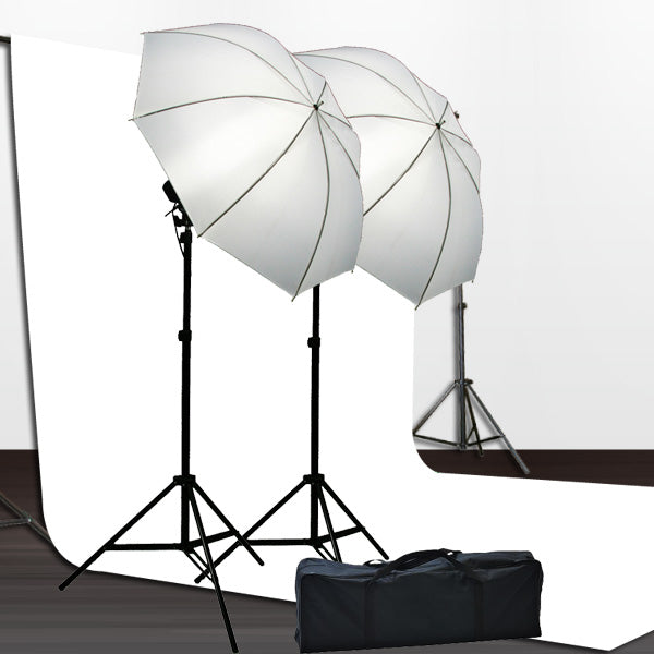 10x12 White Muslin Background Stand Lighting Kit