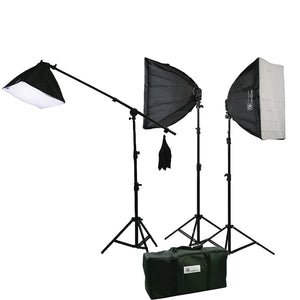 3 Softbox Boom Stand Hair Light 2700 W Continuous Video Photo Studio Lighting