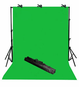 Photo Video Studio 8' x 10' Chroma Key Green Screen Backdrop Supporting Stand Kit with 5' x 7' Cotton Chromakey Green Screen Muslin Backdrop and 3 Clamps H804-57G3C