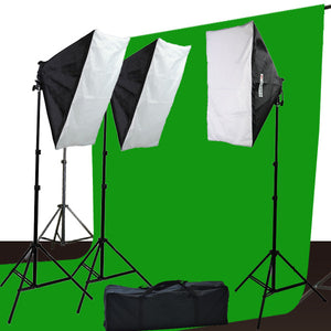 2400 Watt Continuous Video Photography Studio Chromakey Green Screen Lighting Kit