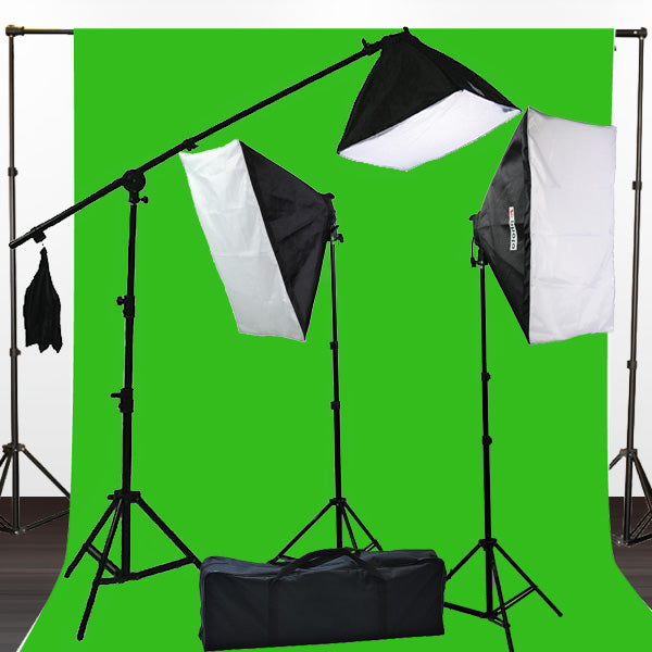 10 X 20 Large Chromakey Chroma Key Green Screen Support Stands 3 Point Continuous Video Photography Lighting Kit H9004SB-1020G