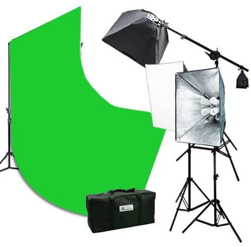 10 x 12 Chromakey Green Screen Background Support Stand 2400 Watt Photography Studio Lights Photo Video Lighting Kit H9004SB2-1012G