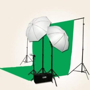 3 Point Chromakey Green Screen Video Lighting Kit 10 x 12ft Green Chromakey Backdrop Screen Studio Light Kit